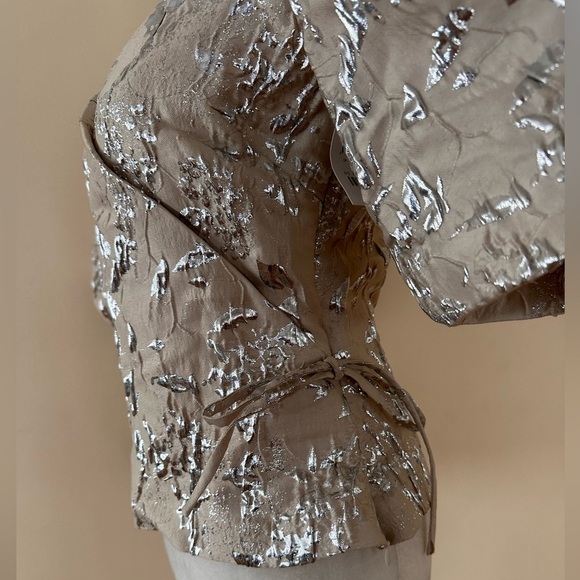 JONATHAN SIMKHAI Taylor Matelassé Puff Sleeve Top Champagne Puff NEW - Picture 8 of 10